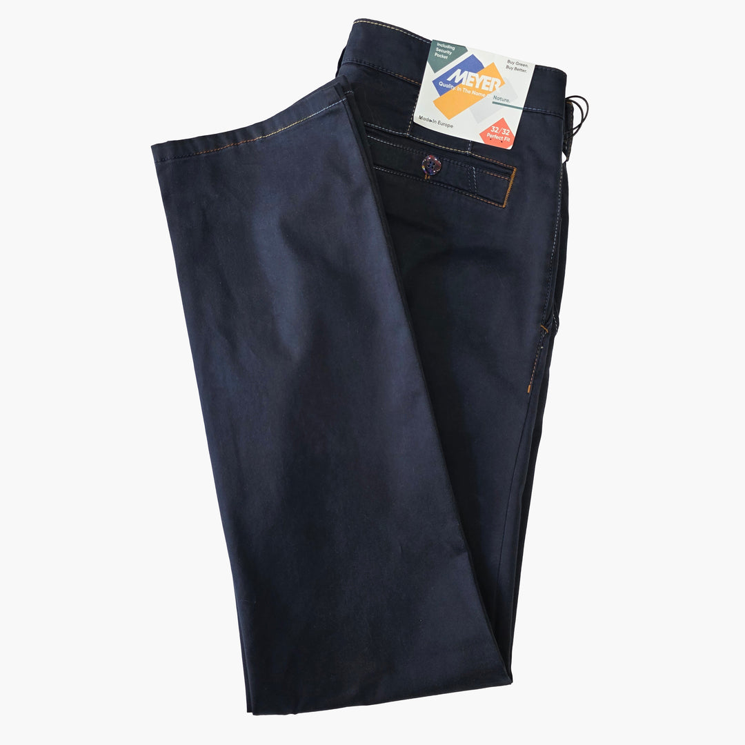 Meyer New York 9-3000 Coloured Stitch Navy Men's Chino Trousers - Baks Menswear Bournemouth