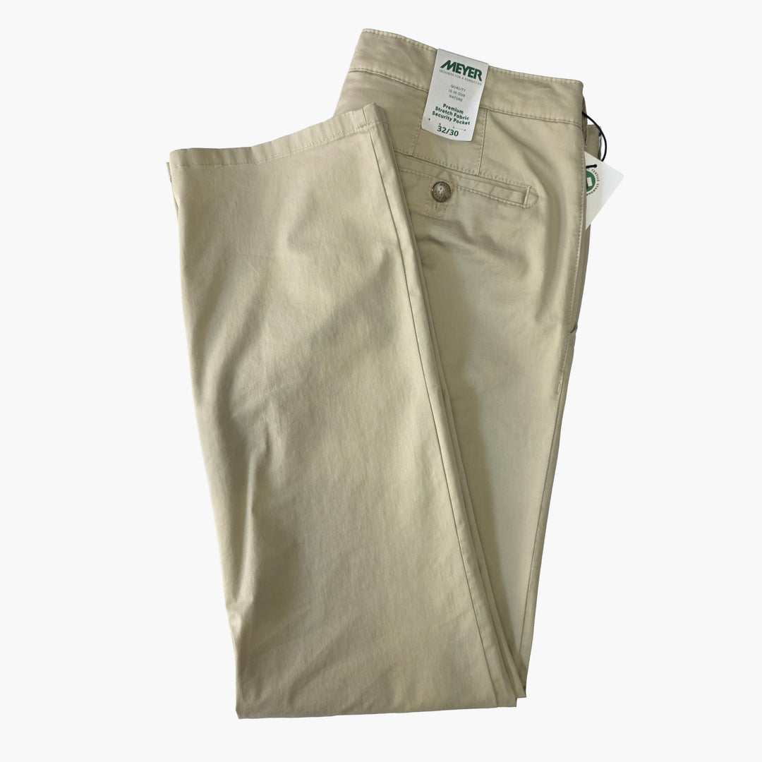 Meyer Roma 3011 Beige Cotton Chino Trousers - Baks Menswear Bournemouth
