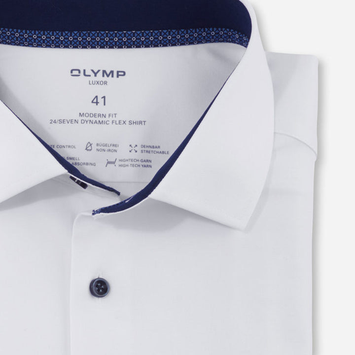 Olymp 12472400 White Modern Fit Non Iron Long Sleeve Shirt - Baks Menswear Bournemouth