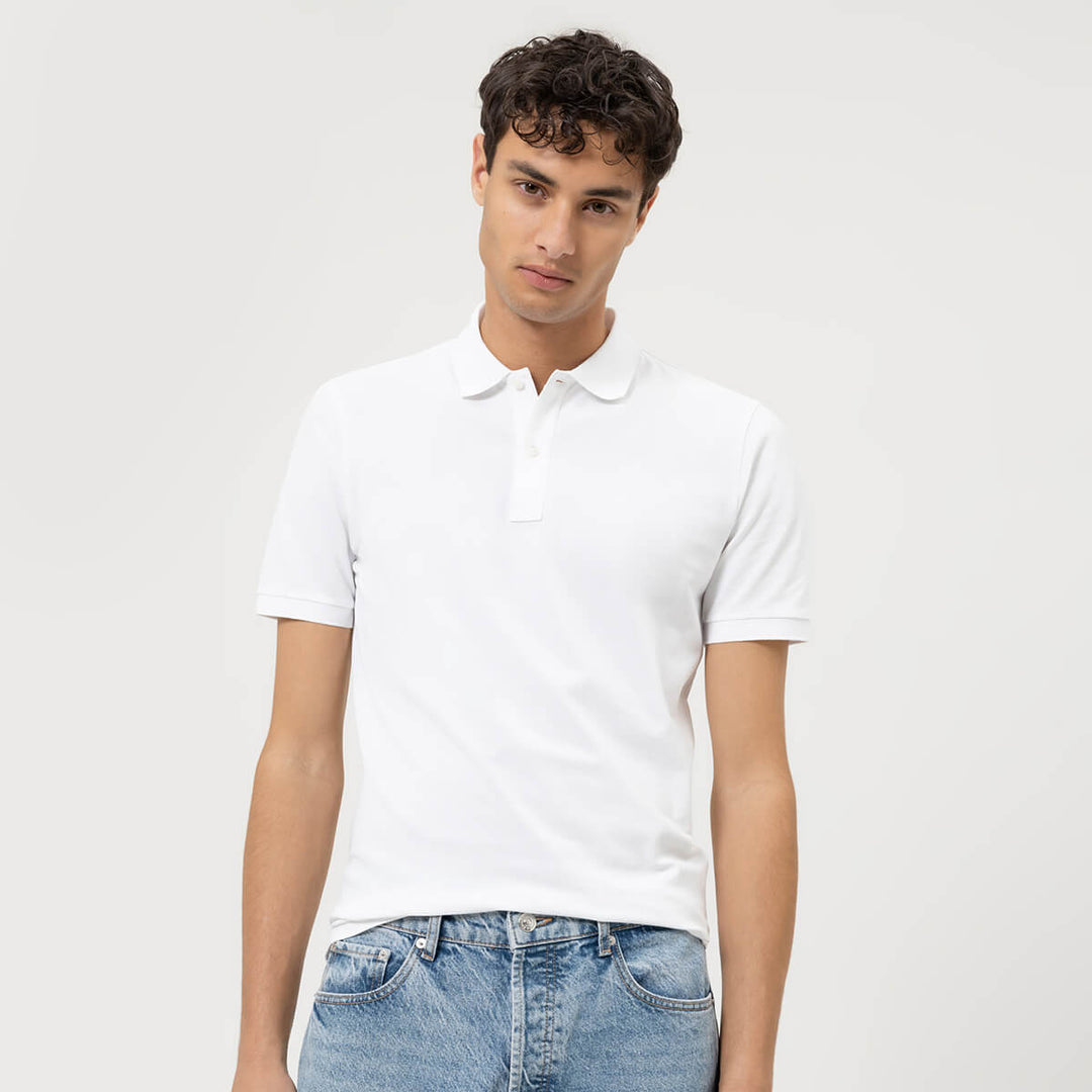 Olymp 7500-12-00 White Polo Shirt - Baks Menswear