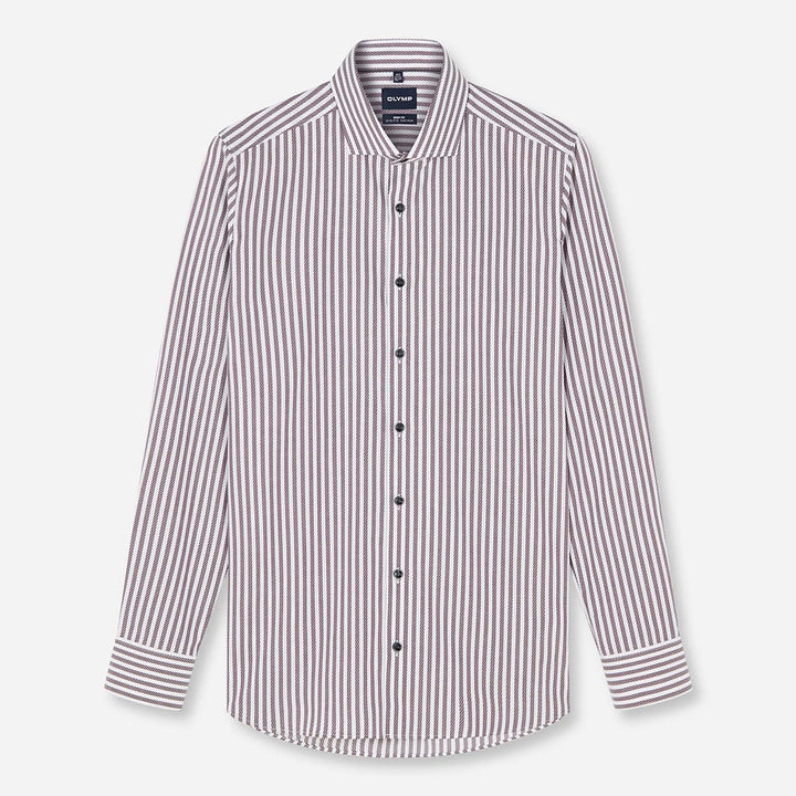 Olymp Level 5 2028-24-37 Burgundy Red Stripe Shirt, flat front view