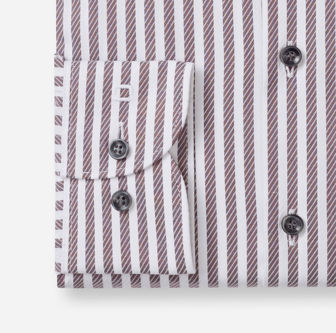 Olymp Level 5 2028-24-37 Burgundy Red Stripe Shirt, cuff detail