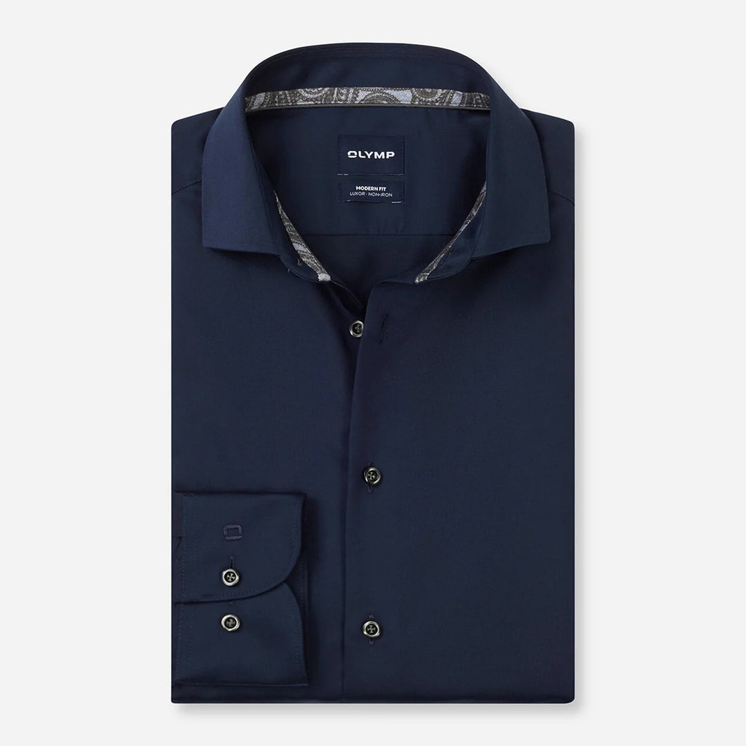 Olymp Luxor 1224-24-08 Cobalt Blue Shirt, folded front packshot
