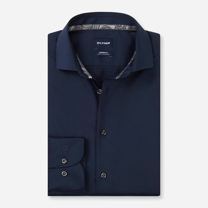 Olymp Luxor 1224-24-08 Cobalt Blue Shirt, folded front packshot