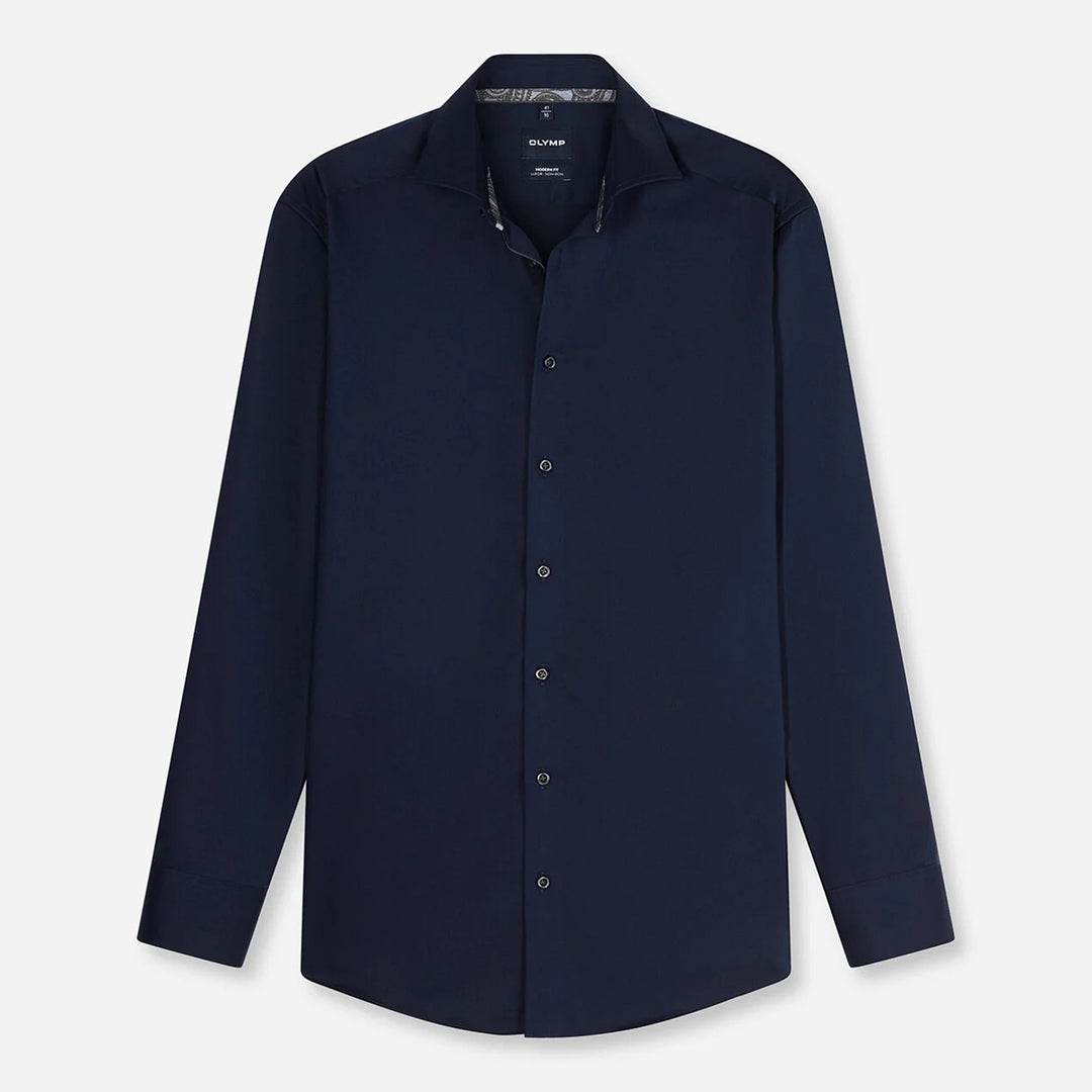 Olymp Luxor 1224-24-08 Cobalt Blue Shirt, flat front view
