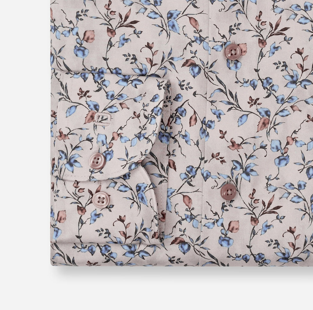 Olymp Luxor 1294-24-22 Beige Floral Print Shirt, cuff detail