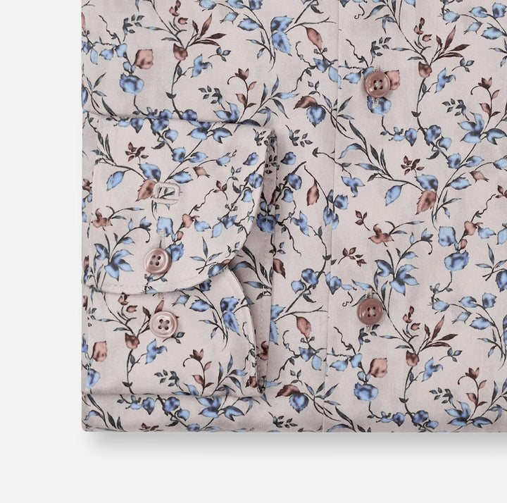 Olymp Luxor 1294-24-22 Beige Floral Print Shirt, cuff detail