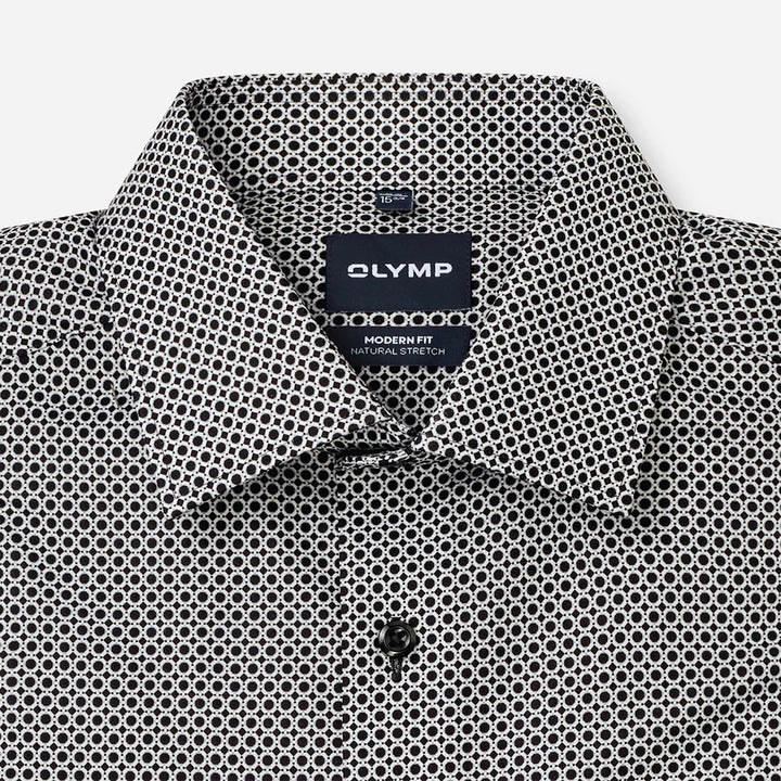 Olymp Luxor Black Print long sleeve shirt at BAKS