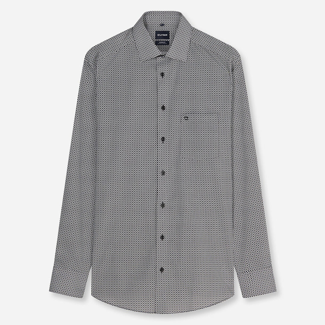 Olymp Luxor Black Print long sleeve shirt at BAKS