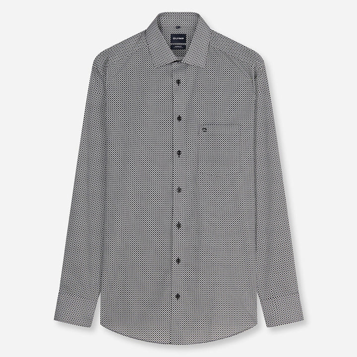 Olymp Luxor Black Print long sleeve shirt at BAKS
