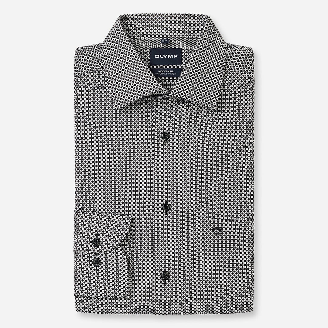 Olymp Luxor Black Print long sleeve shirt at BAKS