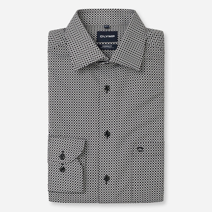 Olymp Luxor Black Print long sleeve shirt at BAKS