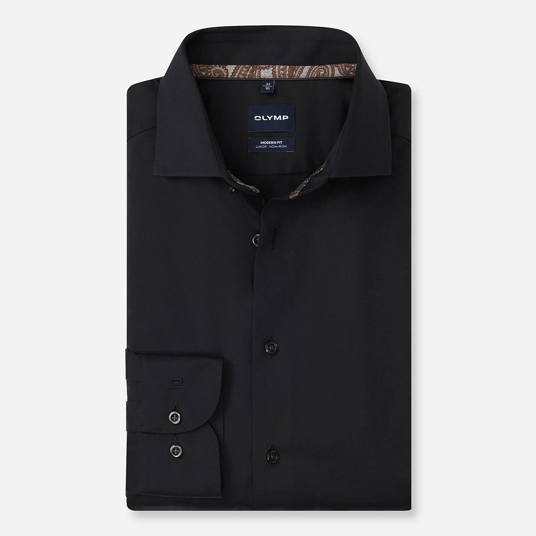 Olymp Luxor Black long sleeve shirt at BAKS