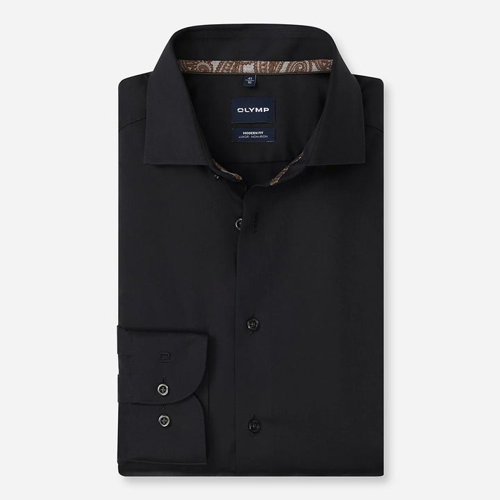 Olymp Luxor Black long sleeve shirt at BAKS