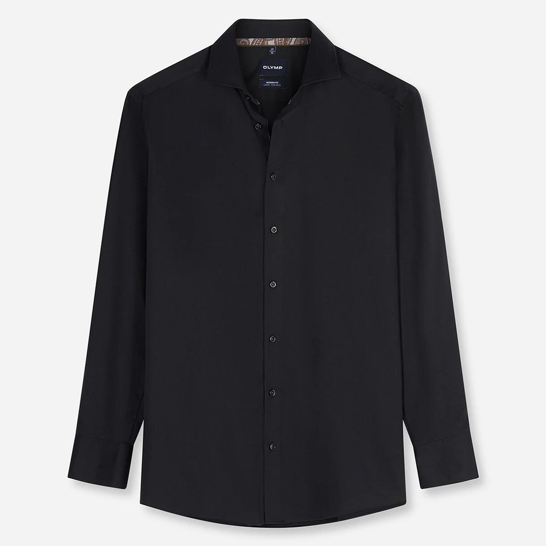 Olymp Luxor Black long sleeve shirt at BAKS