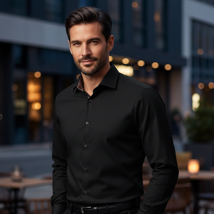 Olymp Luxor Modern Fit Black Long Sleeve Shirt 1224-24-68