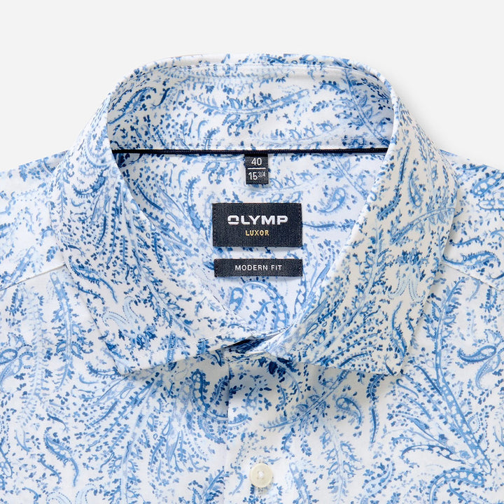 Olymp Luxor Blue Print long sleeve shirt at BAKS