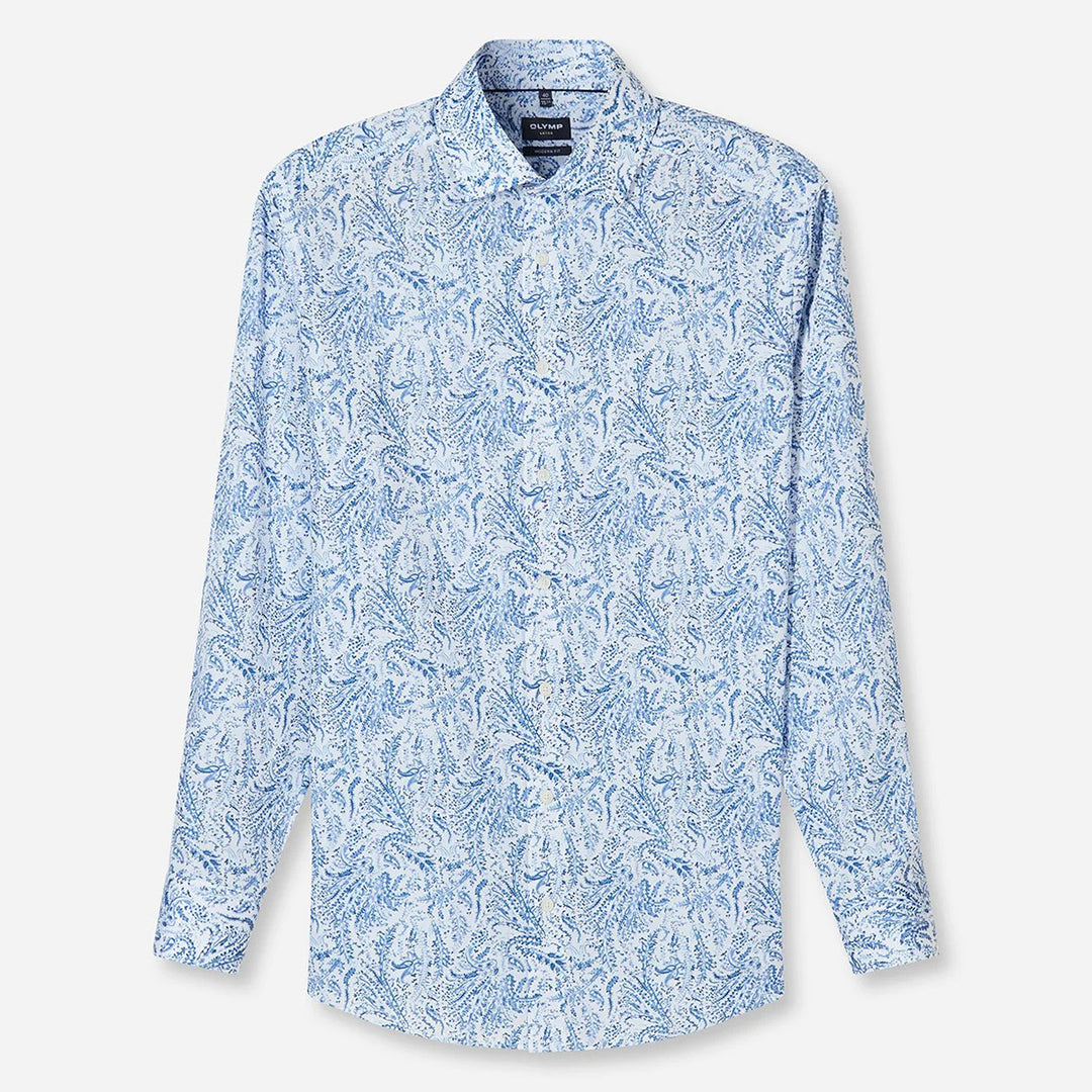 Olymp Luxor Blue Print long sleeve shirt at BAKS