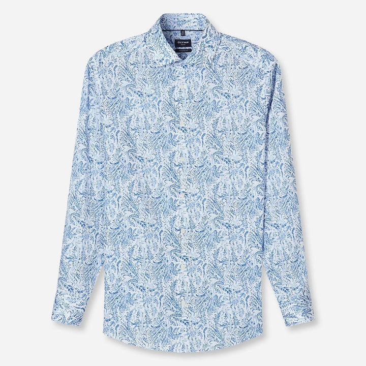 Olymp Luxor Blue Print long sleeve shirt at BAKS