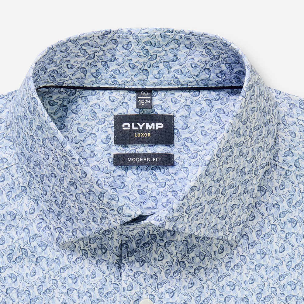 Olymp Luxor Blue Print long sleeve shirt at BAKS