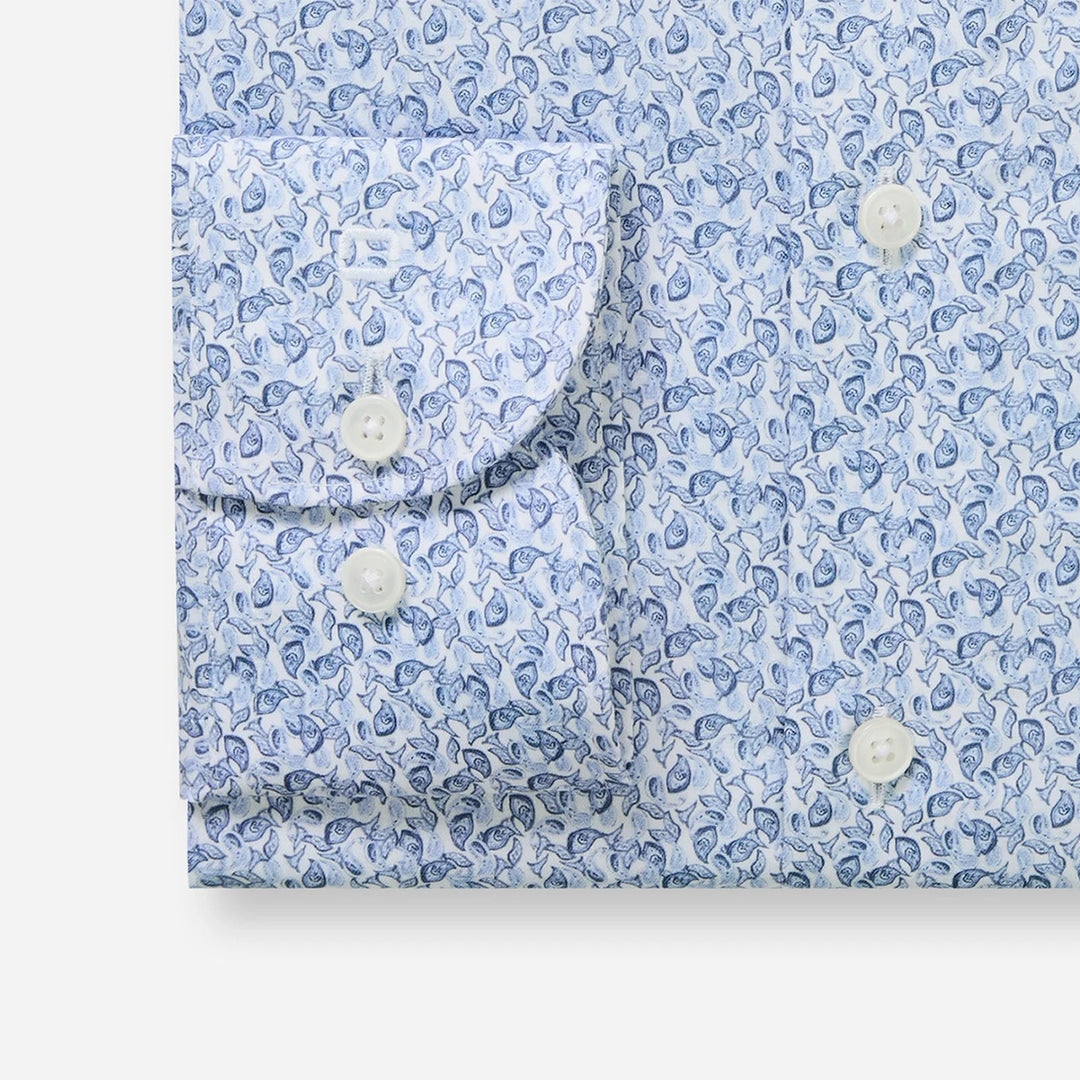 Olymp Luxor Blue Print long sleeve shirt at BAKS