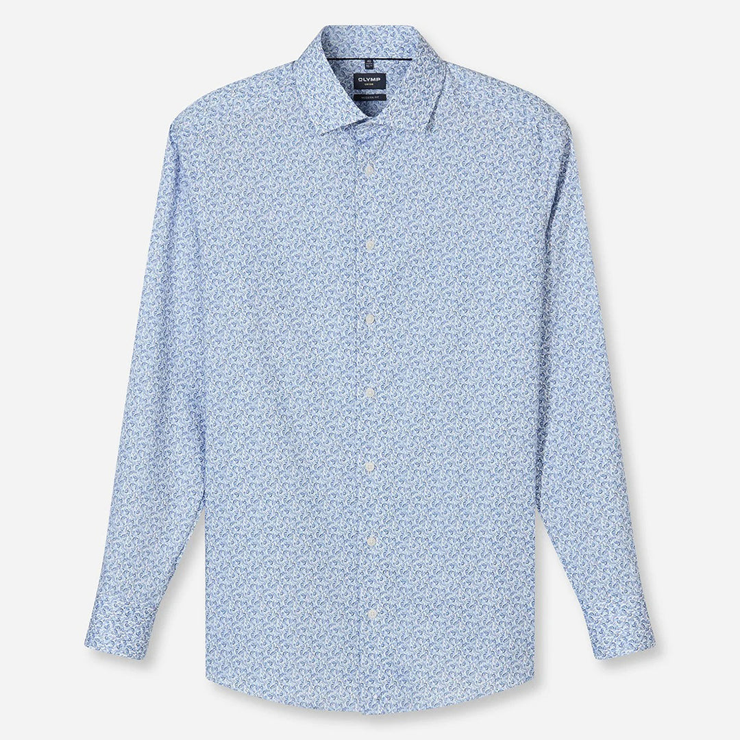 Olymp Luxor Blue Print long sleeve shirt at BAKS
