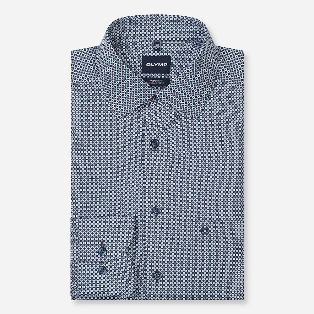 Olymp Luxor Blue Print shirt at BAKS
