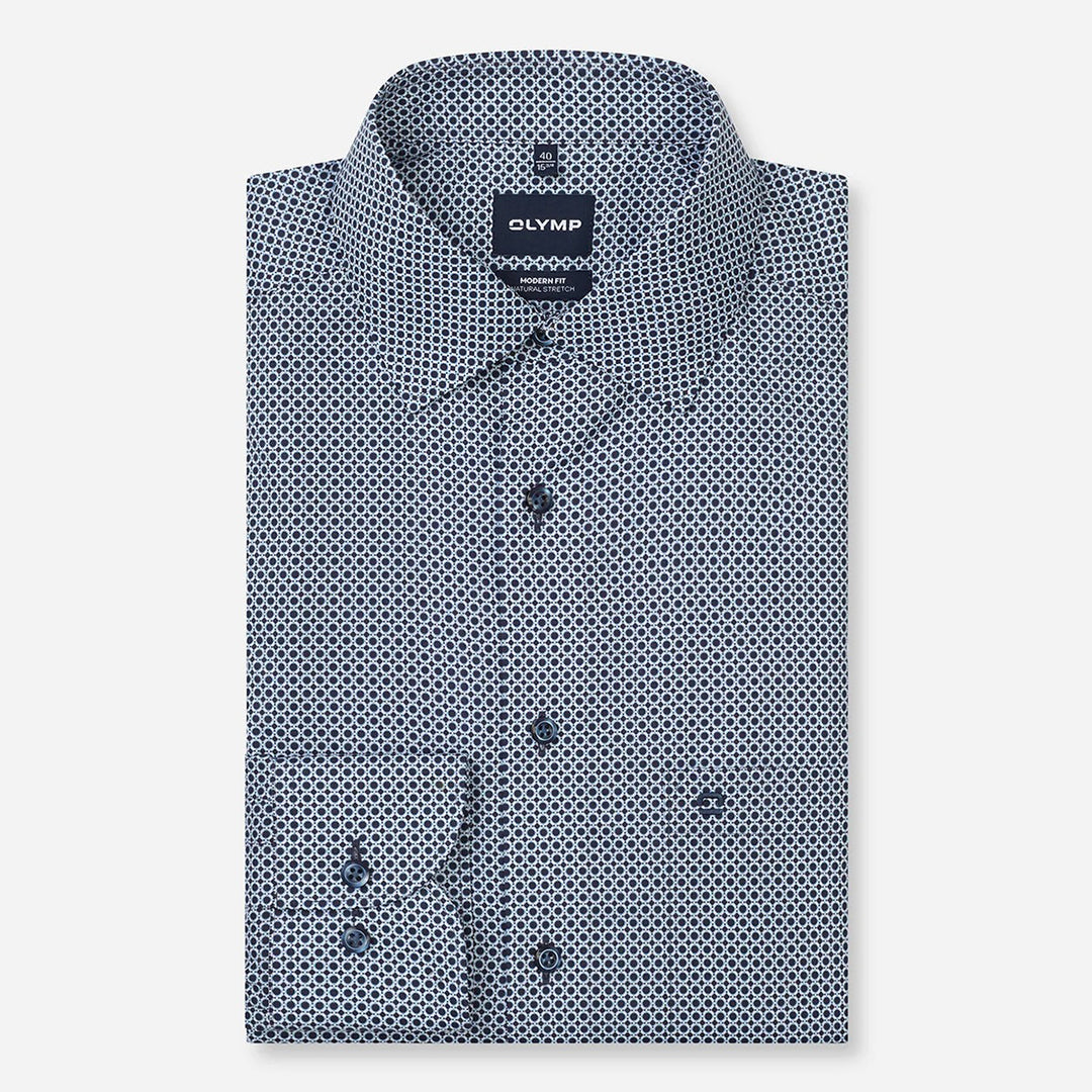 Olymp Luxor Blue Print shirt at BAKS