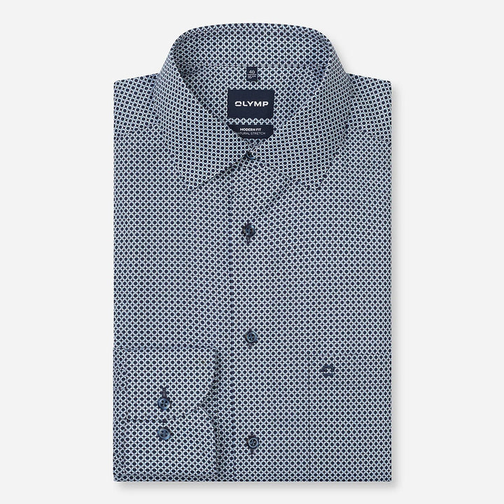 Olymp Luxor Blue Print shirt at BAKS