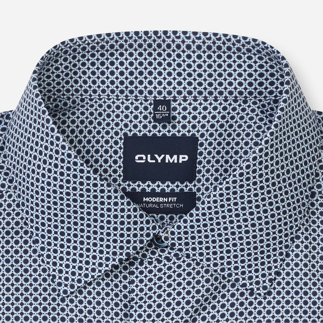 Olymp Luxor Blue Print shirt at BAKS
