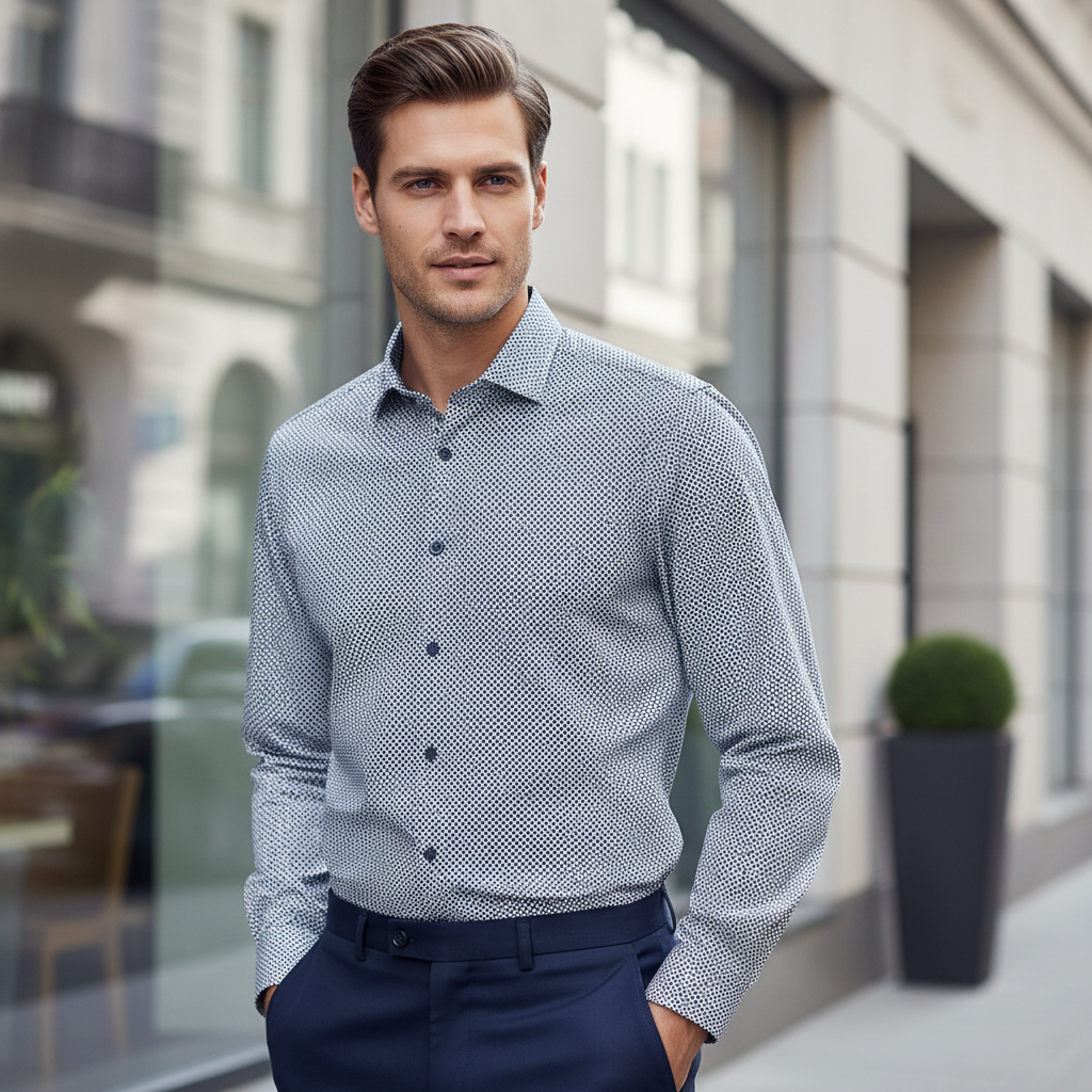 Olymp Luxor Modern Fit Blue Print Shirt 1362-24-18