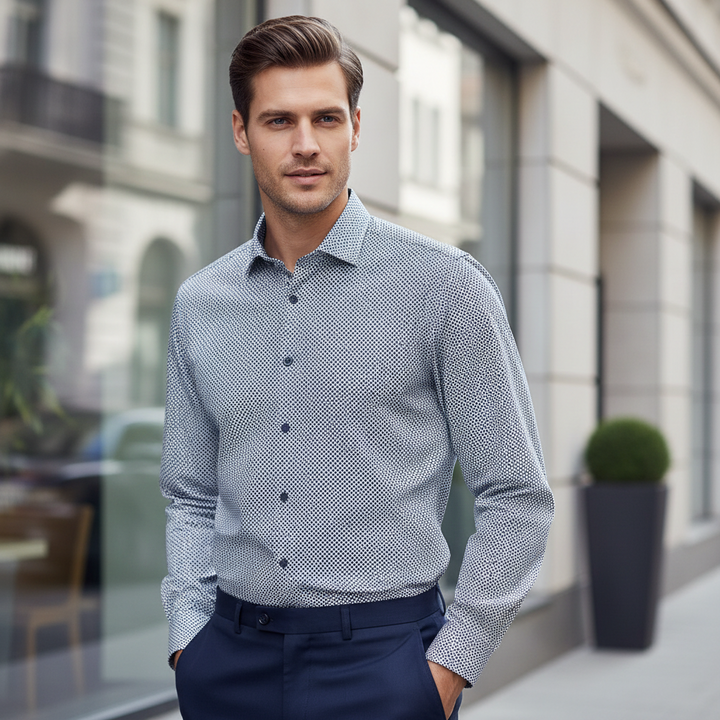 Olymp Luxor Modern Fit Blue Print Shirt 1362-24-18