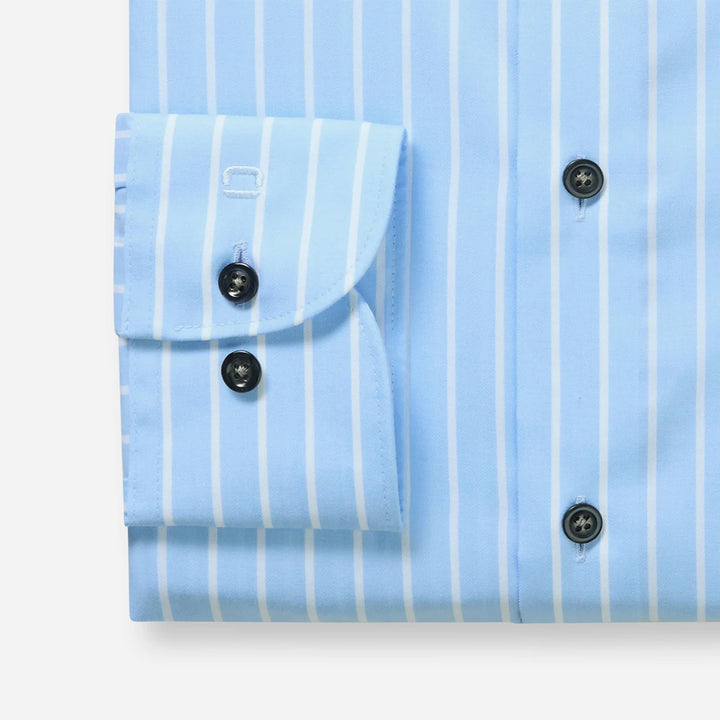 Olymp Luxor Blue White Striped long sleeve shirt at BAKS