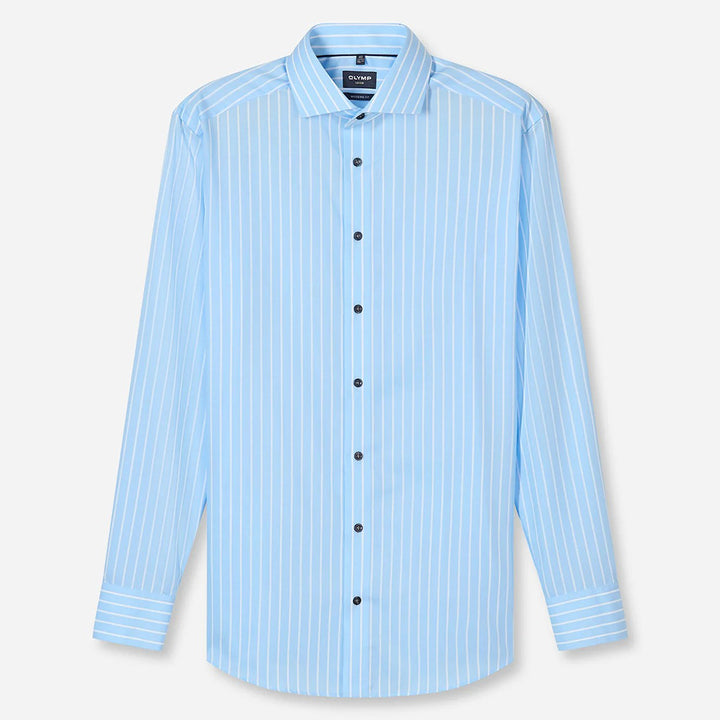 Olymp Luxor Blue White Striped long sleeve shirt at BAKS