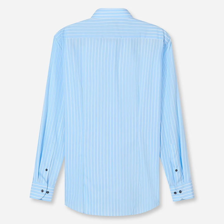 Olymp Luxor Blue White Striped long sleeve shirt at BAKS