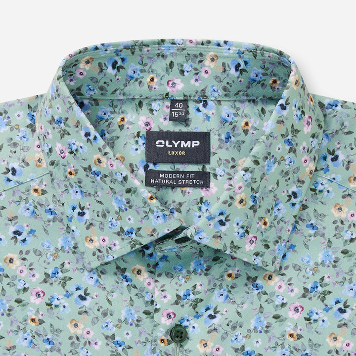 Olymp Luxor Green Floral long sleeve shirt at BAKS