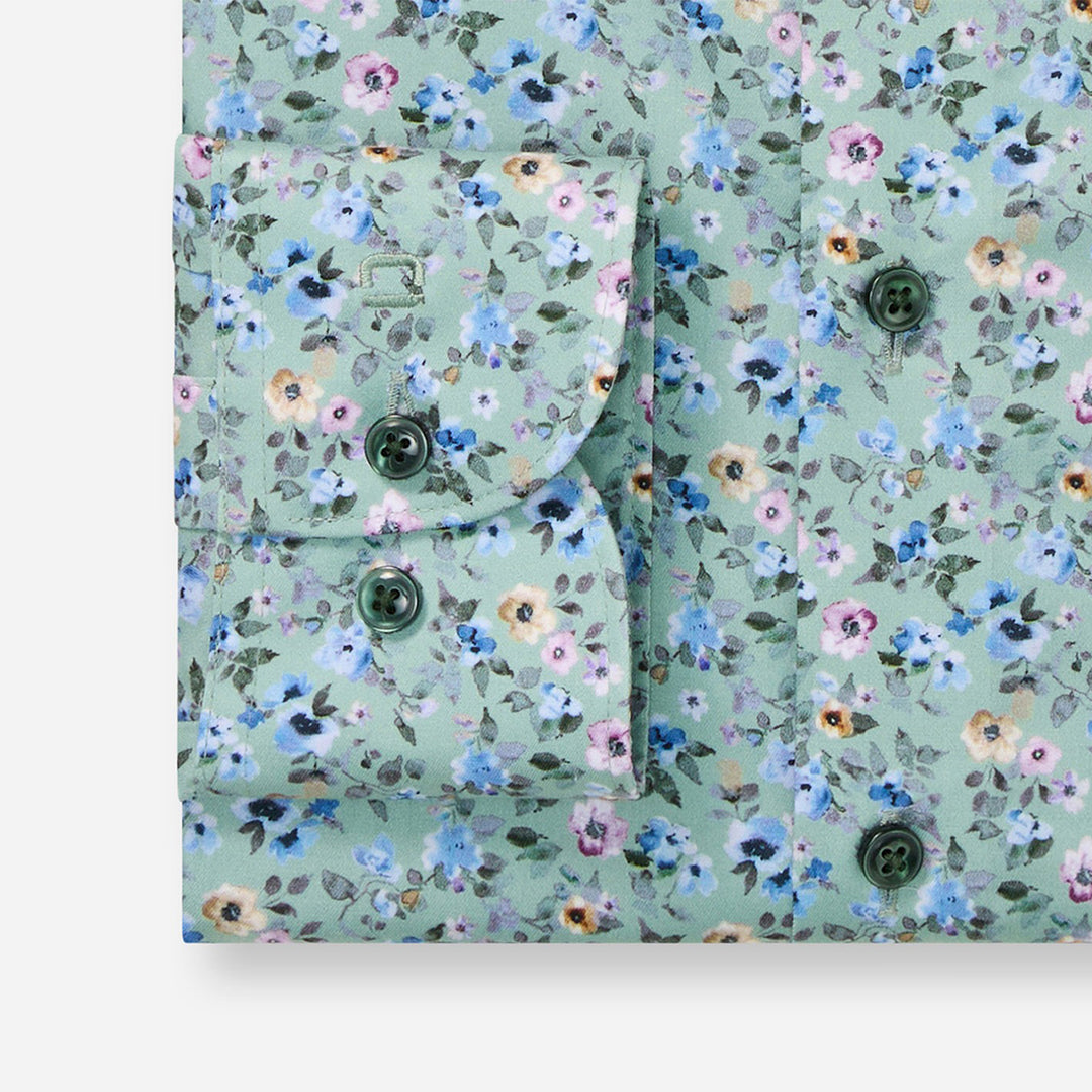 Olymp Luxor Green Floral long sleeve shirt at BAKS