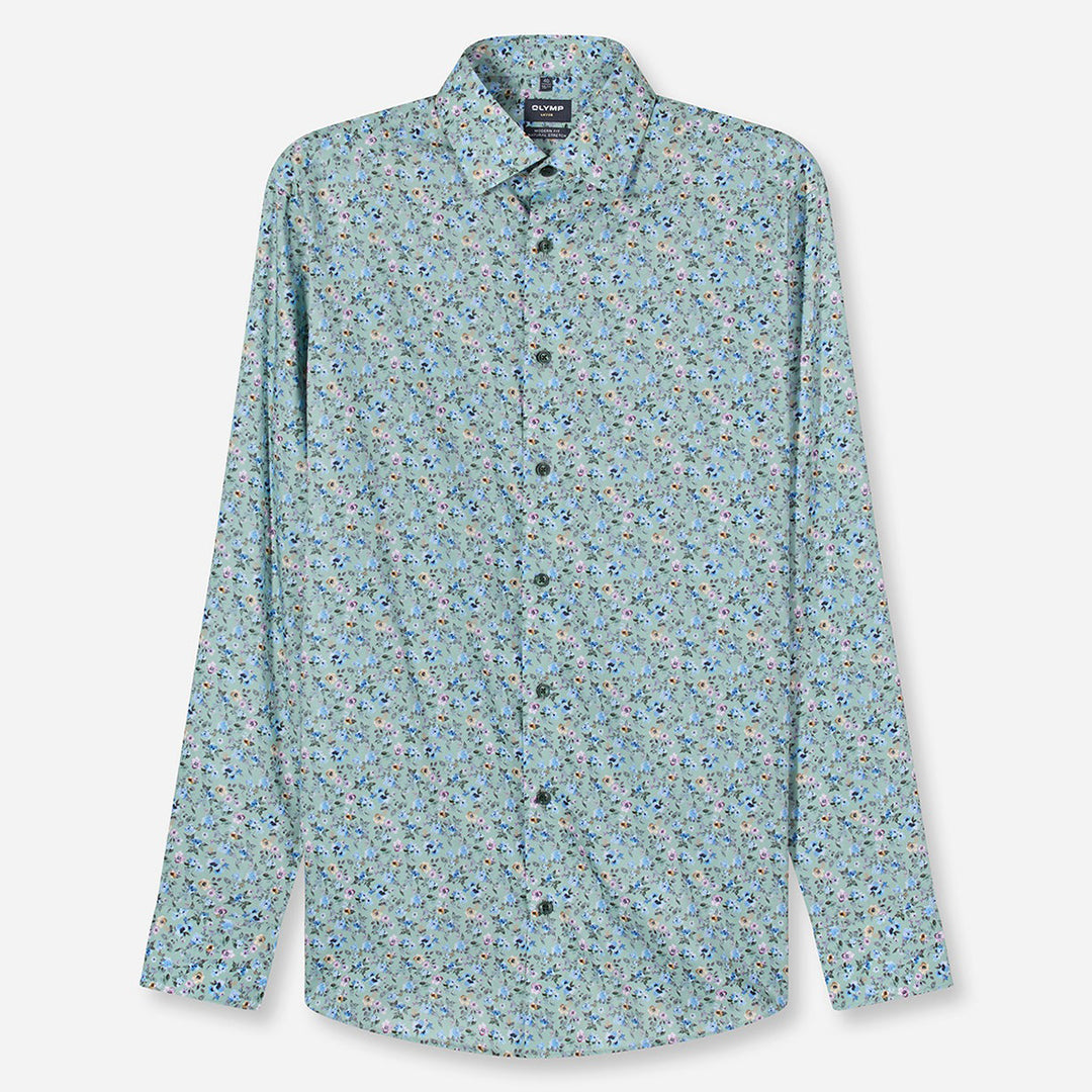 Olymp Luxor Green Floral long sleeve shirt at BAKS