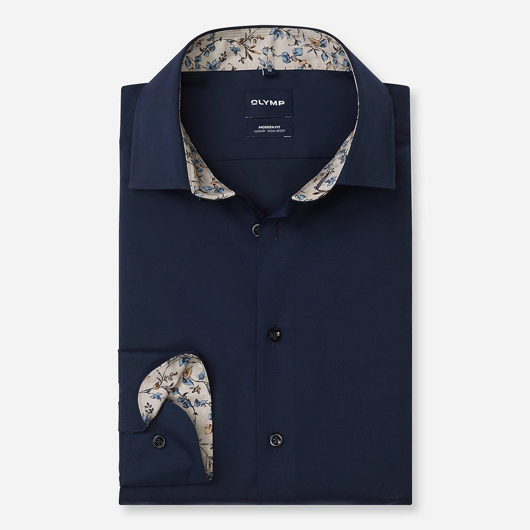 Olymp Luxor Marine Blue long sleeve shirt at BAKS
