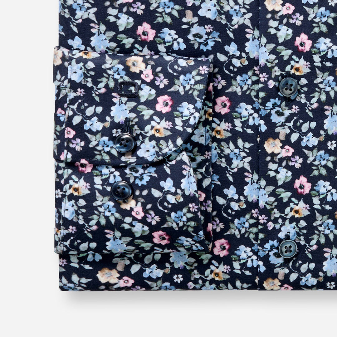 Olymp Luxor Navy Floral long sleeve shirt at BAKS