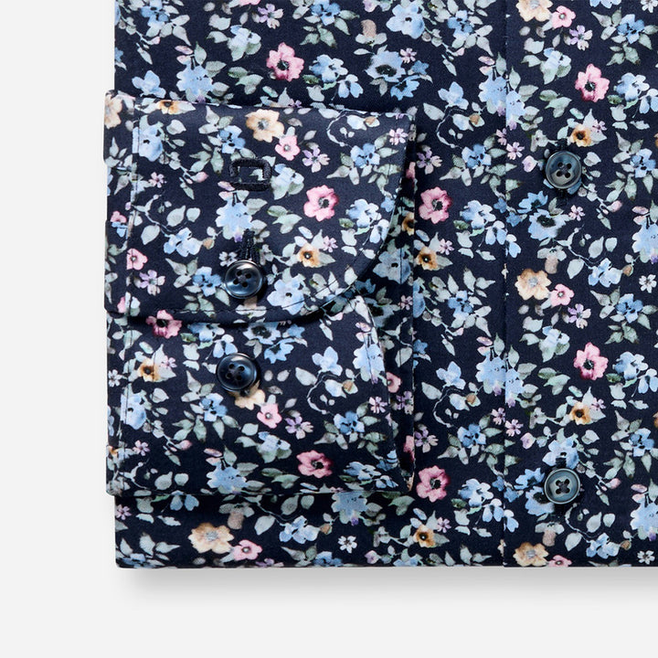 Olymp Luxor Navy Floral long sleeve shirt at BAKS