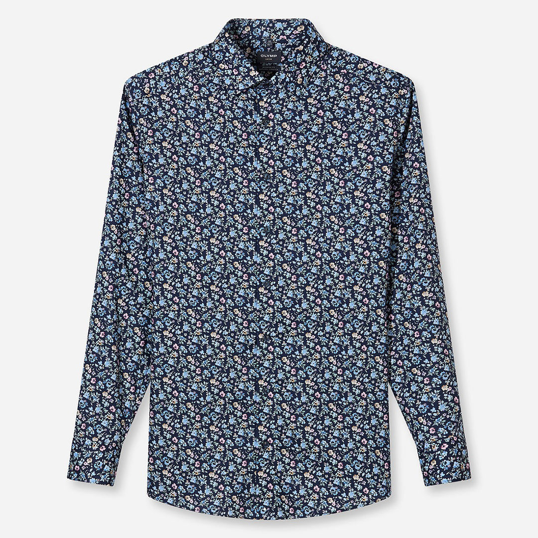 Olymp Luxor Navy Floral long sleeve shirt at BAKS