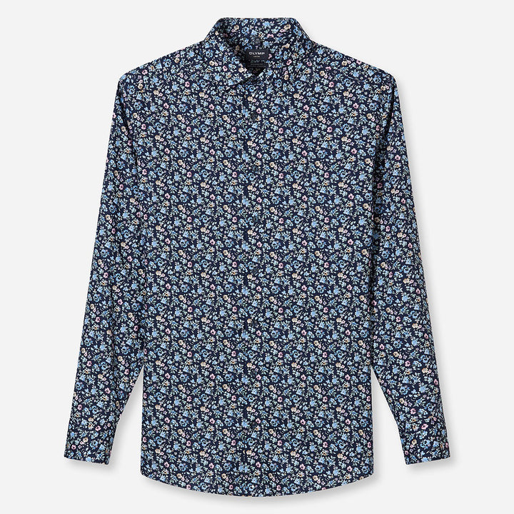 Olymp Luxor Navy Floral long sleeve shirt at BAKS