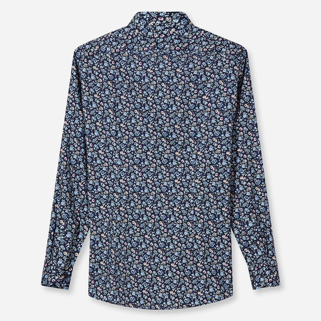 Olymp Luxor Navy Floral long sleeve shirt at BAKS