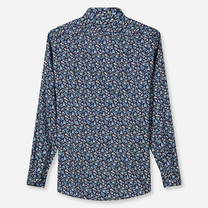 Olymp Luxor Navy Floral long sleeve shirt at BAKS