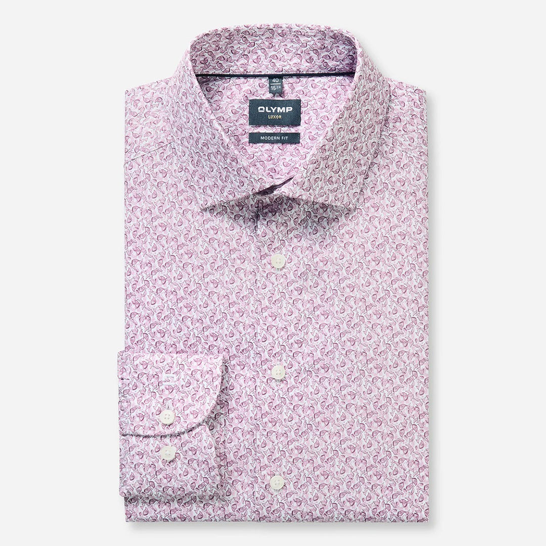 Olymp Luxor Pink Print long sleeve shirt at BAKS