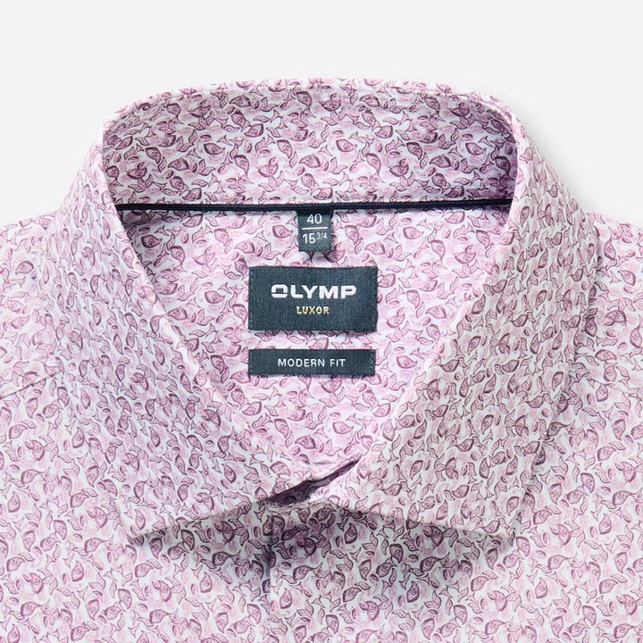 Olymp Luxor Pink Print long sleeve shirt at BAKS