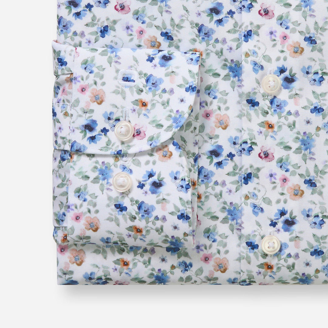 Olymp Luxor White Floral long sleeve shirt at BAKS