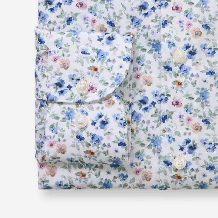 Olymp Luxor White Floral long sleeve shirt at BAKS