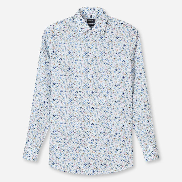Olymp Luxor White Floral long sleeve shirt at BAKS